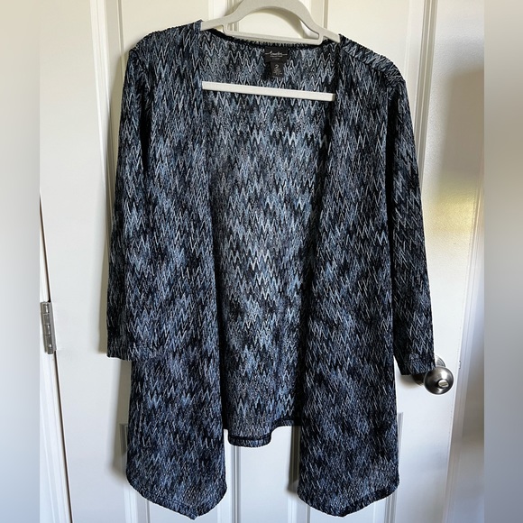 Chicos Open Front Blue Knit Sweater Size 2 Large Lightweight Lagenlook Boho - Picture 1 of 7